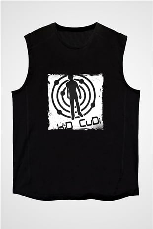 Kid Cudi Baskılı Unisex Siyah Kolsuz Tişört