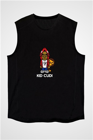 Kid Cudi Baskılı Unisex Siyah Kolsuz Tişört