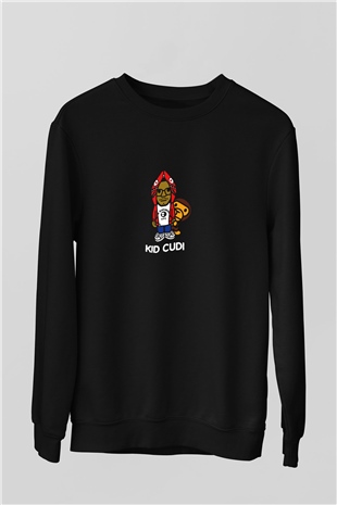 Kid Cudi Baskılı Unisex Siyah Sweatshirt