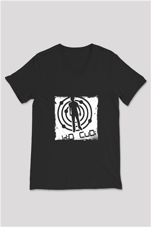 Kid Cudi Baskılı Unisex Siyah V Yaka Tişört