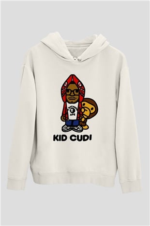 Kid Cudi Beyaz Unisex Kapşonlu Sweatshirt