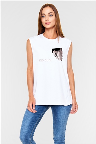 Kid Cudi Beyaz Unisex Kolsuz Tişört
