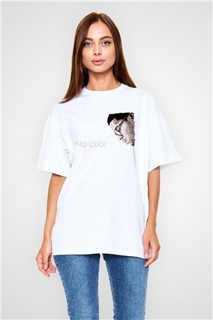 Kid Cudi Beyaz Oversize Tişört Oversize T-shirt - TişörtFabrikası