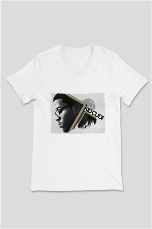 Kid Cudi Beyaz Unisex V Yaka Tişört