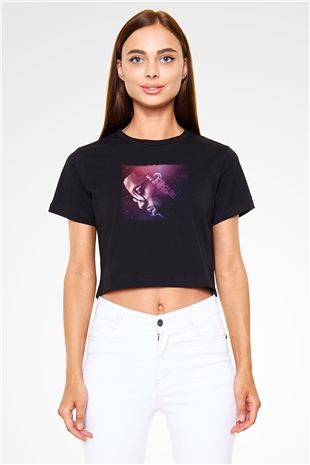 Kid Cudi Siyah  Crop Top Tişört