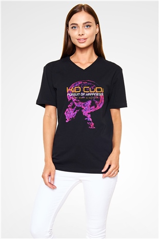 Kid Cudi Siyah Unisex V Yaka Tişört T-Shirt