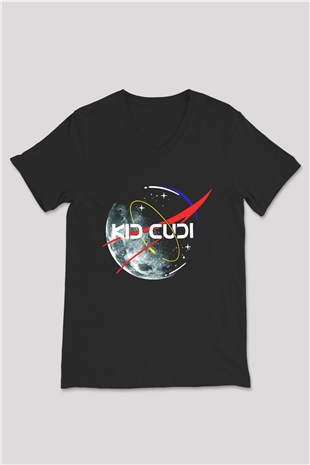 Kid Cudi Siyah Unisex V Yaka Tişört T-Shirt