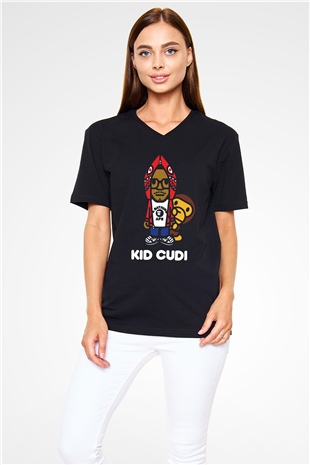 Kid Cudi Siyah Unisex V Yaka Tişört T-Shirt