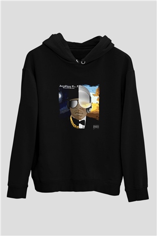 Kid n Play Baskılı Unisex Siyah Hoodie