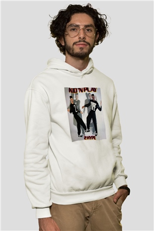 Kid n Play Beyaz Unisex Kapşonlu Sweatshirt