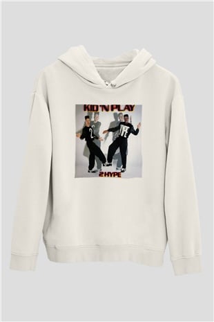 Kid n Play Beyaz Unisex Kapşonlu Sweatshirt