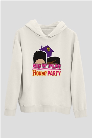 Kid n Play Beyaz Unisex Kapüşonlu Sweatshirt