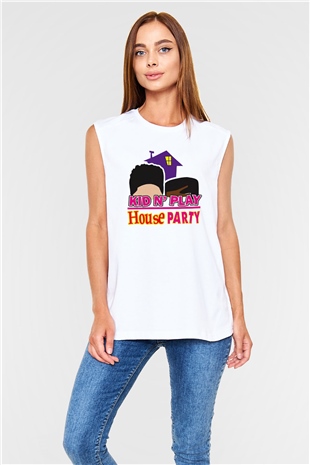 Kid n Play Beyaz Unisex Kolsuz Tişört