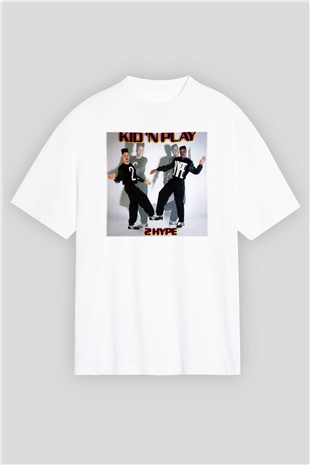 Kid n Play Beyaz Unisex Oversize Tişört T-Shirt