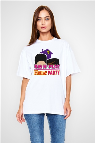 Kid n Play Beyaz Oversize Tişört Oversize T-shirt - TişörtFabrikası