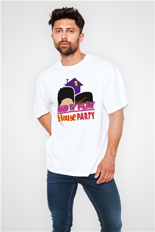 Kid n Play Beyaz Oversize Tişört Oversize T-shirt - TişörtFabrikası