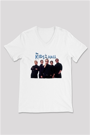 Kids in the Hall Beyaz Unisex V Yaka Tişört