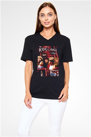 Kids in the Hall Siyah Unisex V Yaka Tişört