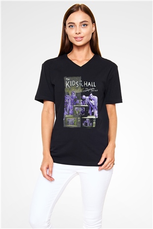 Kids in the Hall Siyah Unisex V Yaka Tişört