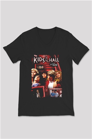 Kids in the Hall Siyah Unisex V Yaka Tişört