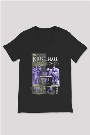 Kids in the Hall Siyah Unisex V Yaka Tişört