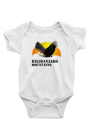 Kilimanjaro Baskılı Beyaz Unisex Bebek Body - Zıbın