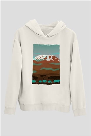 Kilimanjaro Beyaz Unisex Hoodie