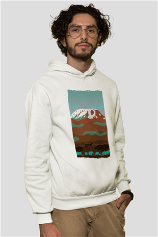 Kilimanjaro Beyaz Unisex Hoodie