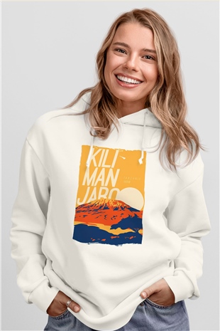 Kilimanjaro Beyaz Unisex Hoodie