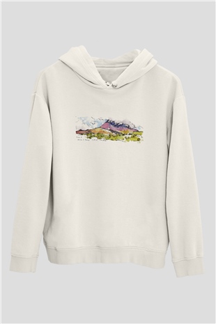 Kilimanjaro Beyaz Unisex Kapşonlu Sweatshirt