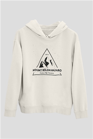 Kilimanjaro Beyaz Unisex Kapşonlu Sweatshirt