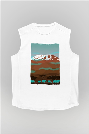 Kilimanjaro Beyaz Unisex Kolsuz Tişört