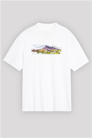 Kilimanjaro Beyaz Unisex Oversize Tişört T-Shirt