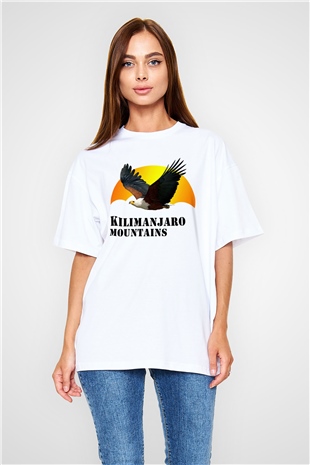 Kilimanjaro Beyaz Unisex Oversize Tişört T-Shirt