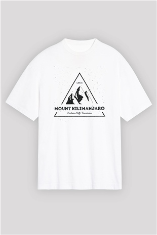 Kilimanjaro Beyaz Unisex Oversize Tişört T-Shirt