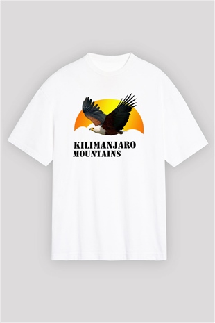 Kilimanjaro Beyaz Unisex Oversize Tişört T-Shirt