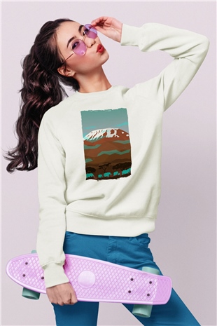 Kilimanjaro Beyaz Unisex Sweatshirt