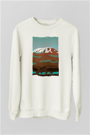 Kilimanjaro Beyaz Unisex Sweatshirt
