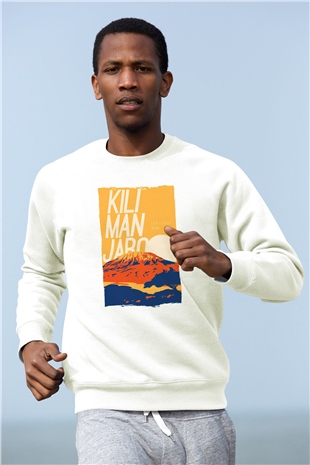 Kilimanjaro Beyaz Unisex Sweatshirt