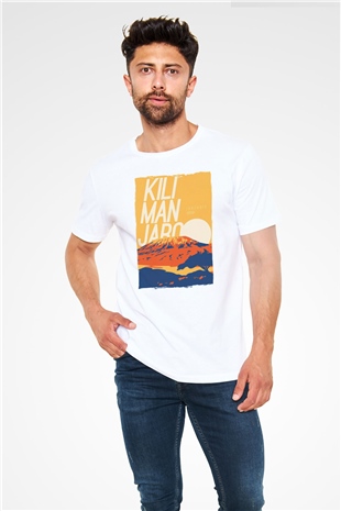 Kilimanjaro Beyaz Unisex Tişört T-Shirt - TişörtFabrikası