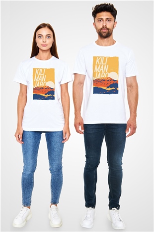 Kilimanjaro Beyaz Unisex Tişört T-Shirt - TişörtFabrikası