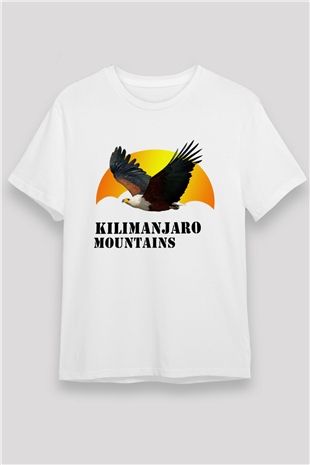 Kilimanjaro Beyaz Unisex Tişört T-Shirt - TişörtFabrikası