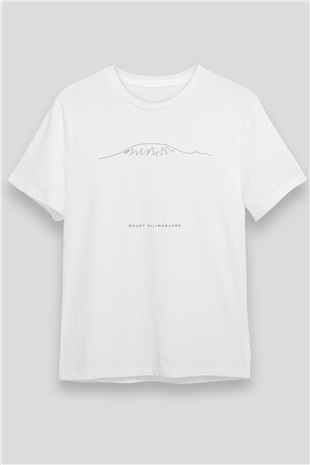Kilimanjaro Beyaz Unisex Tişört T-Shirt - TişörtFabrikası