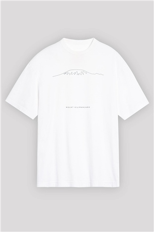 Kilimanjaro Beyaz Oversize Tişört Oversize T-shirt - TişörtFabrikası