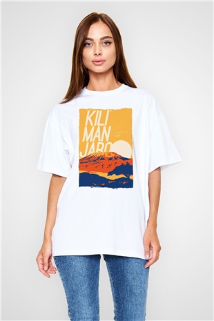 Kilimanjaro Beyaz Oversize Tişört Oversize T-shirt - TişörtFabrikası