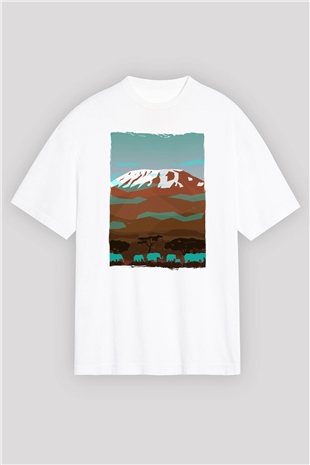 Kilimanjaro Beyaz Oversize Tişört Oversize T-shirt - TişörtFabrikası