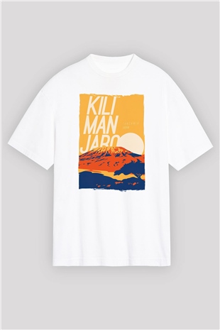 Kilimanjaro Beyaz Oversize Tişört Oversize T-shirt - TişörtFabrikası