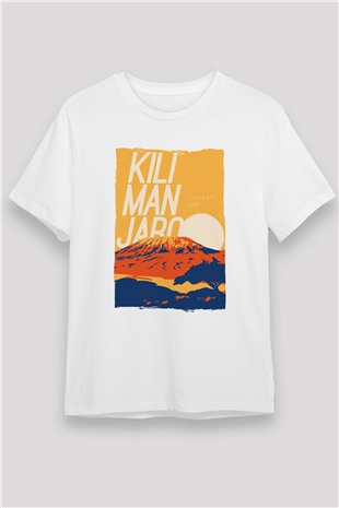 Kilimanjaro Beyaz Unisex Tişört T-Shirt - TişörtFabrikası
