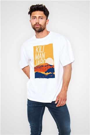 Kilimanjaro Beyaz Oversize Tişört Oversize T-shirt - TişörtFabrikası