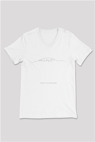 Kilimanjaro Beyaz Unisex V Yaka Tişört